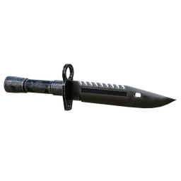 "Highly-detailed Knife 3D model with black handle and dazzling gem in hilt, inspired by Alexander Litovchenko. Textured with 1k resolution and created using Blender 3D software."