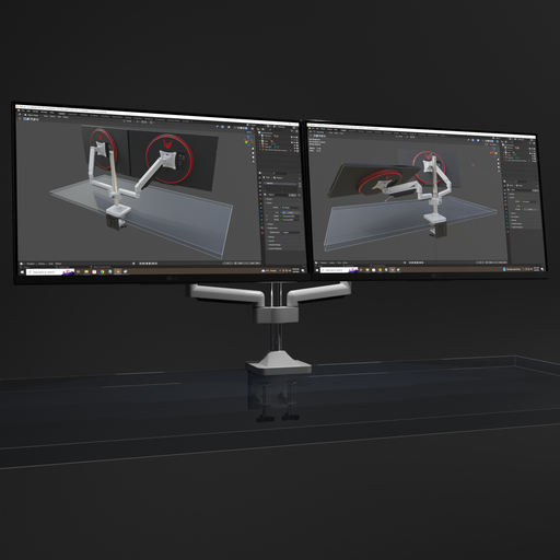 BlenderKit | Download the FREE Dual monitor stand with monitors model