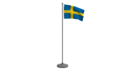 Low-poly 3D animated Swedish flag for CG visualization, quad meshes, Blender ready.