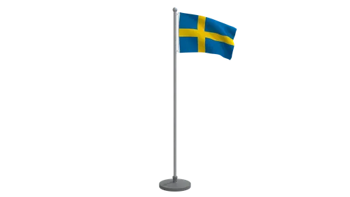 Low-poly 3D animated Swedish flag for CG visualization, quad meshes, Blender ready.