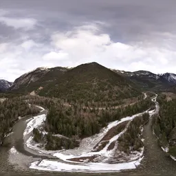 Aerial Mountain Valley Overcast Sky