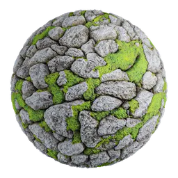 High-quality 4K mossy stone texture for PBR rendering in Blender 3D, suitable for various applications.