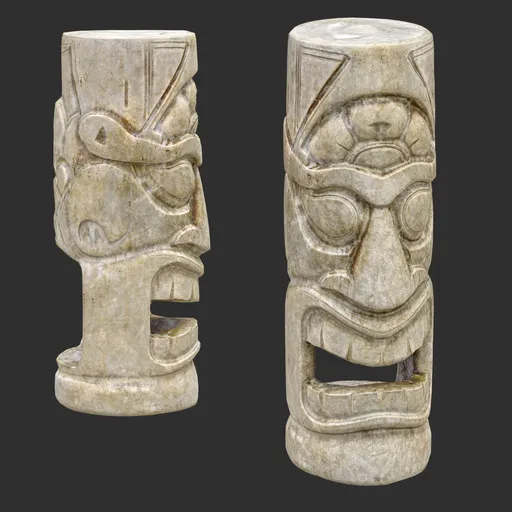 Tiki God Wide Gaping Statue Marble