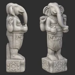 Standing Ganesha Statue Carved  Stone
