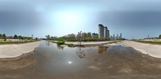 Building wet ground clouds bluesky