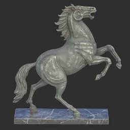Rearing horse diorite statue