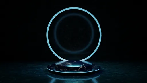 Blue neon-lit 3D product visualization scene created in Blender with glossy shaders and atmospheric lighting.