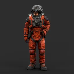 Astronaut Relax Pose Orange Suit