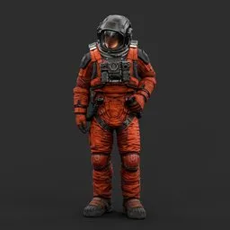 Astronaut Relax Pose Orange Suit