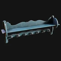 1800s Hat and Coat Wall Shelf Painted