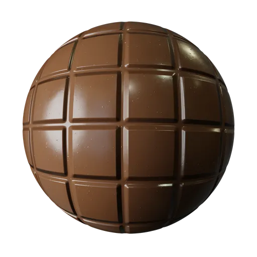 High-quality PBR chocolate bar texture for 3D modeling in Blender, perfect for food simulation and rendering.