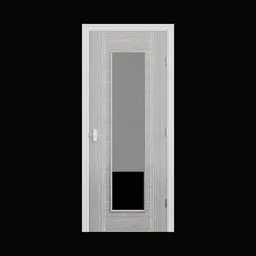 Detailed 3D model of a modern interior door with glass pane for Blender rendering, isolated on black.