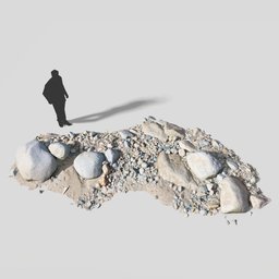 "River Stone Module PBR Scan 03 3D model for Blender 3D. Perfect for creating realistic river or sea shore environments with sloped hills and dredged seabed. Includes high-quality textures and 3D shadowing effects."