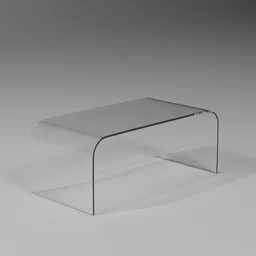Render of minimalist acrylic coffee table with a modern design for Blender 3D visualization.
