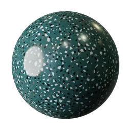 High-quality PBR Marble material with varied black, white, and brown speckles for 3D rendering in Blender.