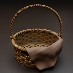 Realistic Woven Wicker Basket