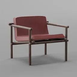 Detailed 3D rendering of a modern red leather chair, suitable for Blender 3D modeling and furniture design visualization.