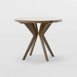 Round 3D wooden table model with intricate leg design, optimized for Blender rendering.