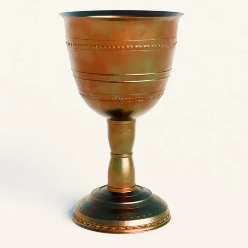 Detailed 3D rendering of a vintage copper goblet, ideal for Blender interior design scenes.
