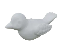 White bird-shaped 3D sculpture model for Blender, detailed texturing, isolated on a transparent background.