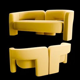 Dudet Sofa by Cassina. Yellow