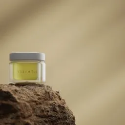 Cosmetic Product Jar on Rock Podium