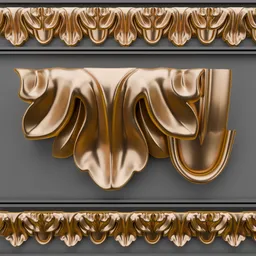 Highly detailed golden 3D trim brush ornament for Blender, enhancing project quality and workflow speed.