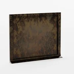 Low-poly 3D model of a rusted, riveted metal panel for Blender, texture-mapped and game-ready.