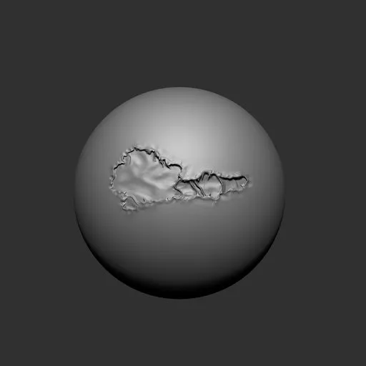 3D sculpting brush for Blender creating realistic cloth tears and fabric damage details on digital models.