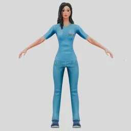 Female Nurse in Blue Scrubs