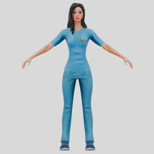 Female Nurse in Blue Scrubs