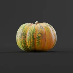 "Photoscanned Pumpkin Mandarin 3D model for Blender 3D - hyperrealistic untextured fruit/vegetable with mottled coloring, inspired by Ernő Grünbaum and Károly Patkó."