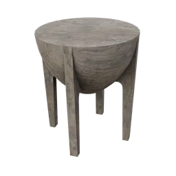 Modern semi-oval wooden stool 3D model with detailed textures for Blender rendering.