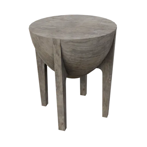 Modern semi-oval wooden stool 3D model with detailed textures for Blender rendering.