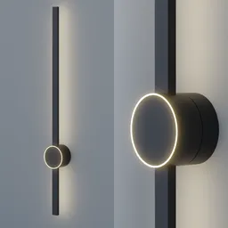 Modern LED wall light 3D model for Blender, showcasing slim design with illuminated circular element.