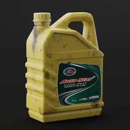 "A yellow plastic container, inspired by Allen Butler Talcott, for storing car engine oil in Blender 3D. This 3D model is perfect for adding industrial containers to your game or virtual scene."