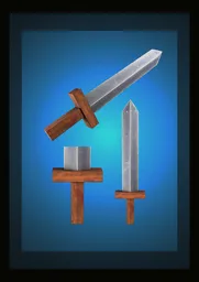 Detailed 3D model of a stylized iron sword for Blender, perfect for game development, animation, or concept art.