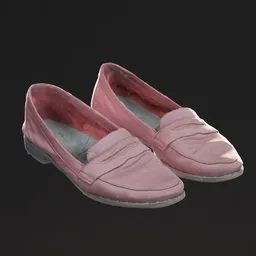 "Vintage red women's shoe 3D model in Blender 3D - ideal for second or third plans. Pale sober colors with a white sole, pink hue and pubg texture. Category: Footwear in 8k resolution."