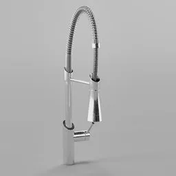 Realistic 3D model of a high-end kitchen faucet with reflective surface, compatible with Blender.