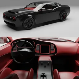 Dogde Challennger+Interior(Rigged)