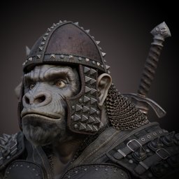 Fantasy War Gorilla Portrait Bust.