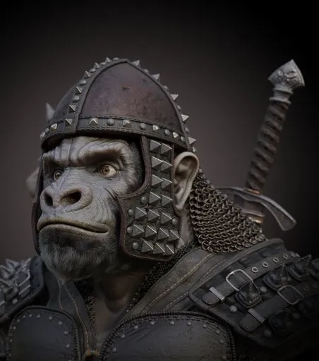 Fantasy War Gorilla Portrait Bust.
