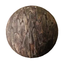 High-detail pine bark PBR texture with peeling effect for 3D Blender materials, suitable for various rendering needs.