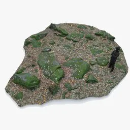 Detailed 3D model of mossy rocks with autumn leaves, optimized for Blender with 4K textures.
