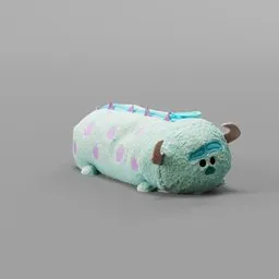 Detailed plush monster 3D model with purple spots for Blender rendering, showcasing texture and design accuracy.