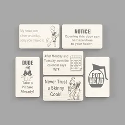 Humorous Wood Refrigerator Magnet Set