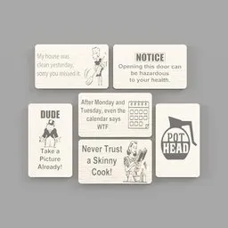 Humorous Wood Refrigerator Magnet Set