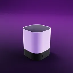 Realistic 3D model of modern, stylish Bluetooth speaker rendered in Blender, ideal for digital audio scene integration.