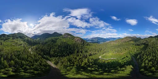 Aerial Green Mountain Landscape