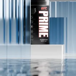 UFC PRIME Hydration Product Display with Futuristic Background